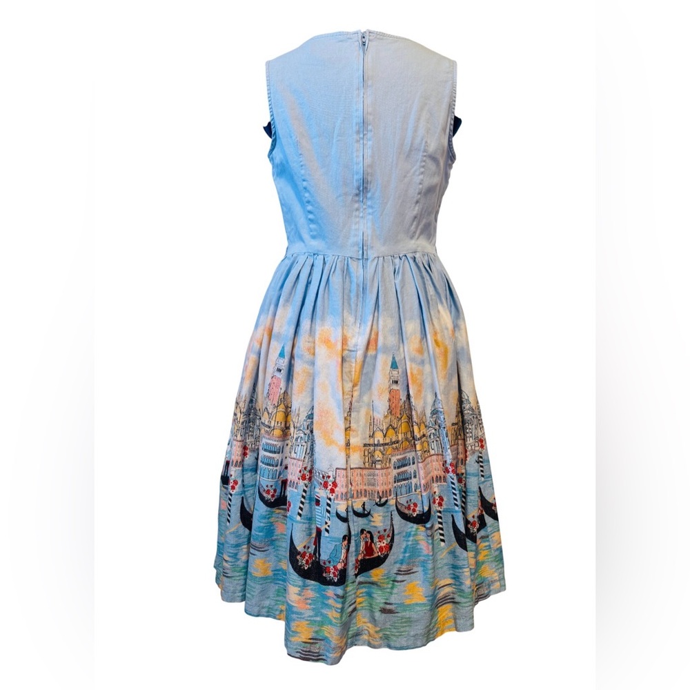 Lindy Bop Blue Dress with Venice Print - Picture 2 of 6